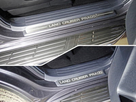 Toyota Land Cruiser 150 Prado 2017-Накладки на пластиковые пороги (лист шлифованный надпись Land Cruiser Prado) 4шт